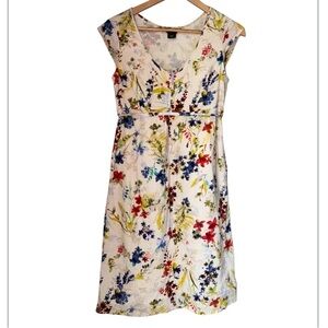 Eddie Bauer dress Floral Print lined soft cotton granola girl almond mom